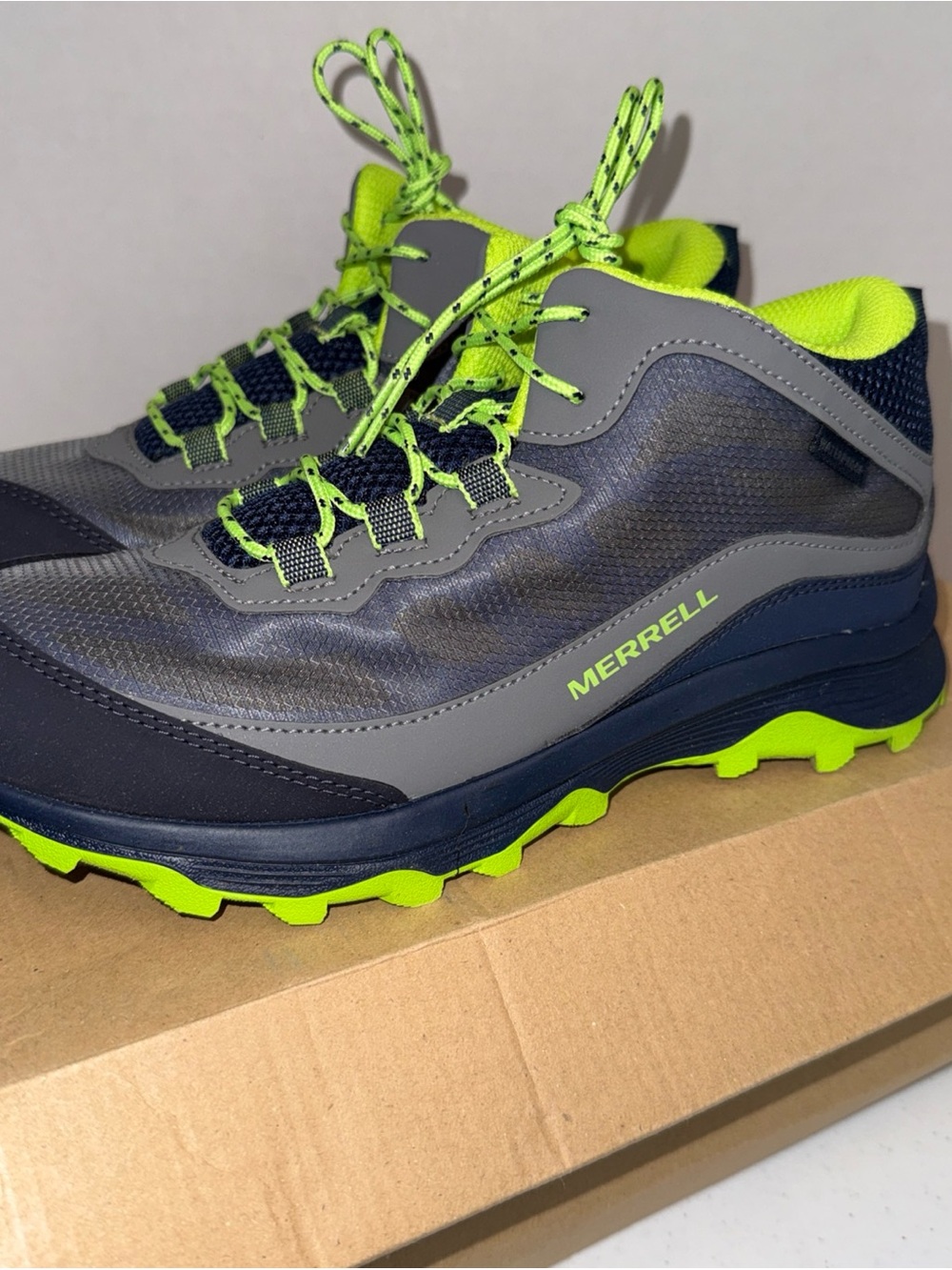 Merrell Big Kids Moab Speed Mid Navy/Grey/Lime Shoes MK265212 6M Big Kids